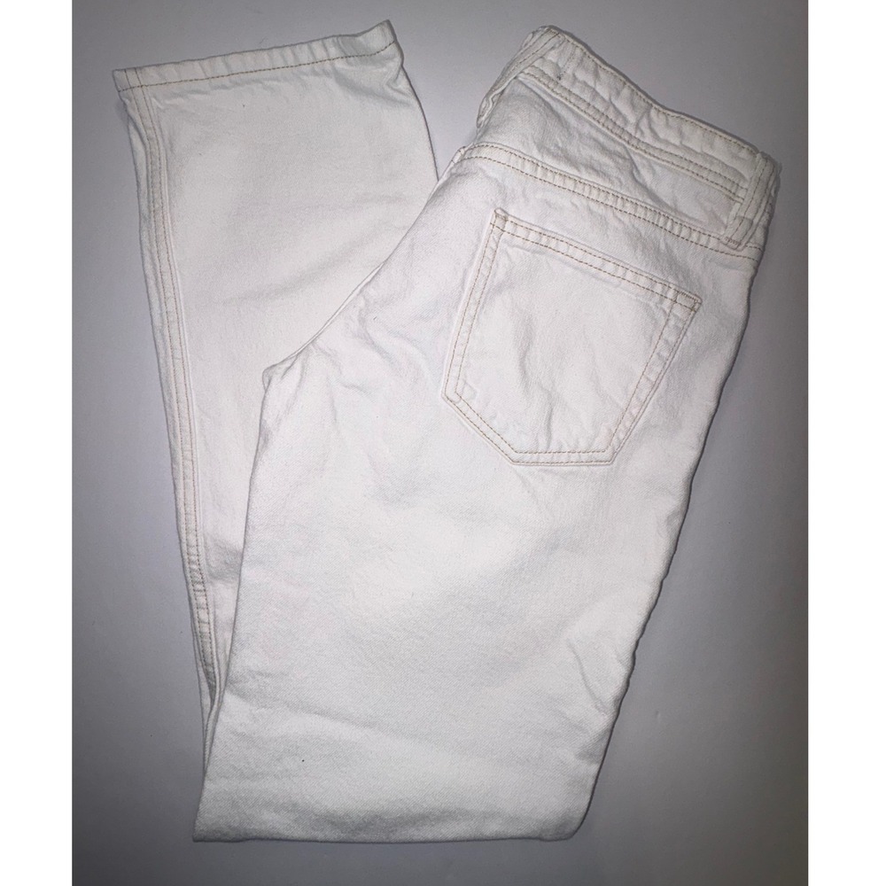 We The Free 27 White Straight Leg Denim Jeans Contrast Stitch